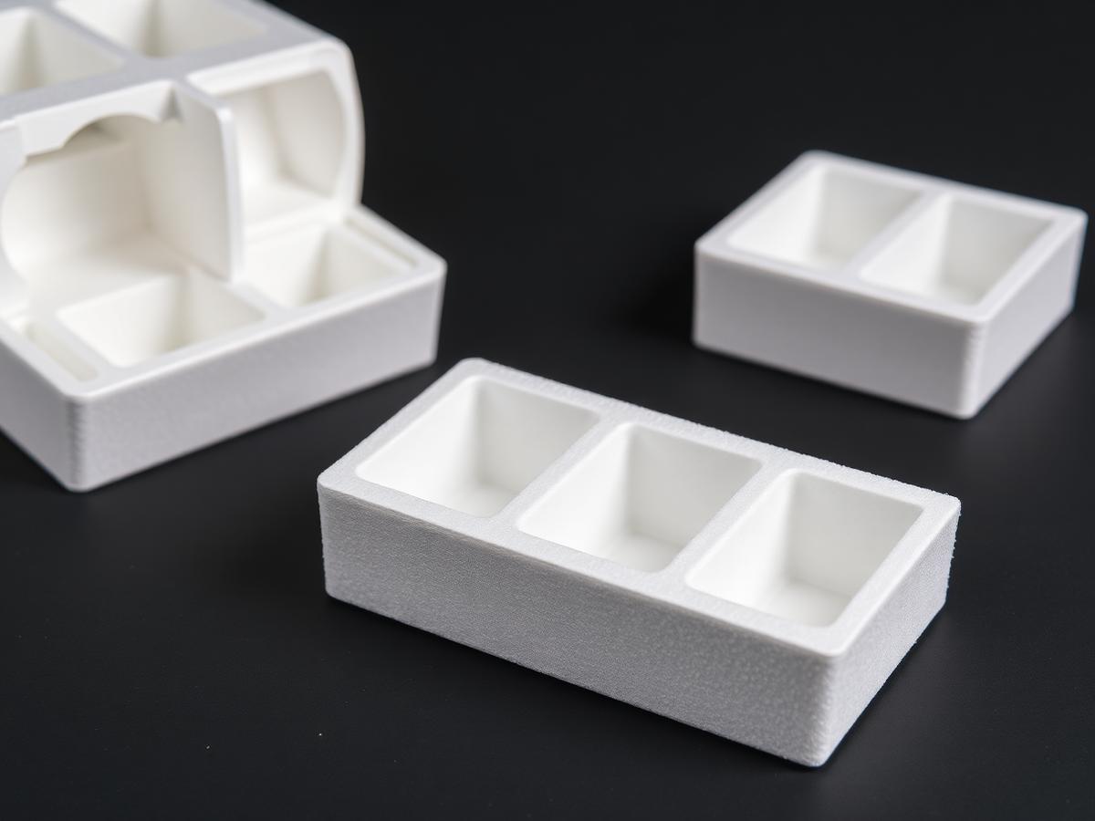 White EPS foam packaging inserts with multiple cavities